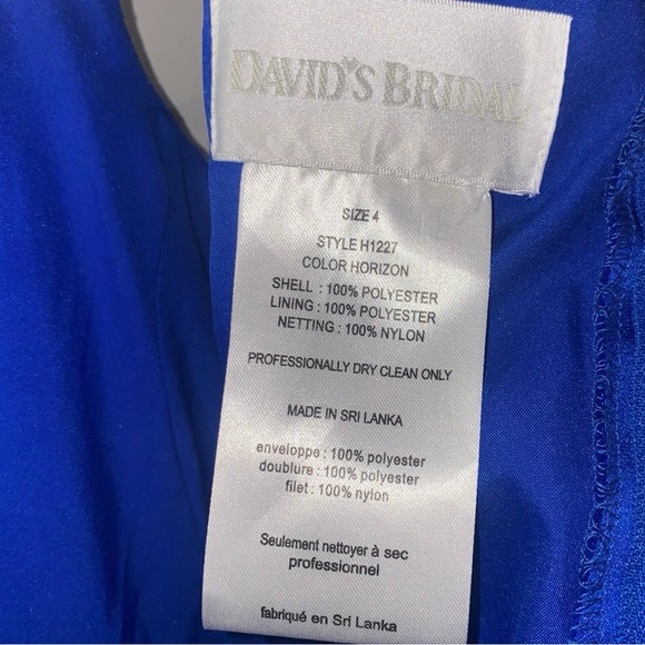 DAVID BRIDAL LITTLE GIRLS ROYAL BLUE SATIN FORMAL DRESS - Picture 6 of 7